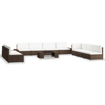 10-delige Loungeset poly rattan bruin