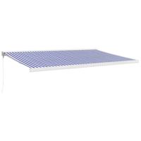 Luifel uittrekbaar 5x3 m stof en aluminium blauw en wit - thumbnail