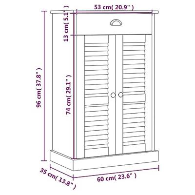 VidaXL Schoenenkast vigo 60x35x96 cm massief grenenhout grijs VidaXL Schoenenkast vigo 60x35x96 cm massief grenenhout grijs