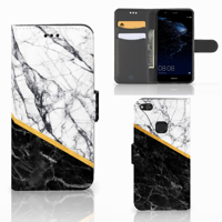 Huawei P10 Lite | Bookcase | Marmer Wit Zwart - Origineel Cadeau Man - thumbnail