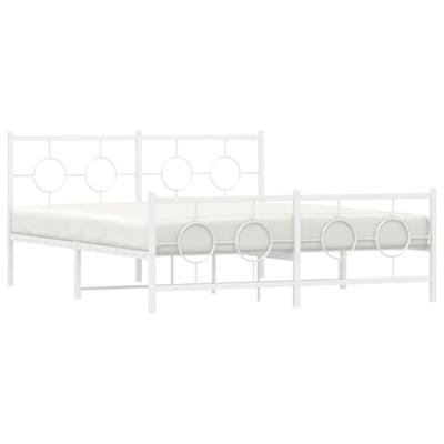 Bedframe met hoofd- en voeteneinde metaal wit 150x200 cm - thumbnail