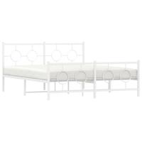 Bedframe met hoofd- en voeteneinde metaal wit 160x200 cm - thumbnail