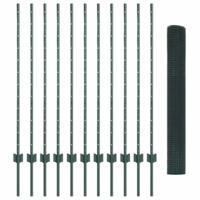 VidaXL Hek met paal groen 1,2 x 25 m staal en pvc - thumbnail