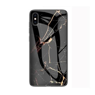 Marmeren glazen beschermhoes voor iPhone XS Max (zwart goud)