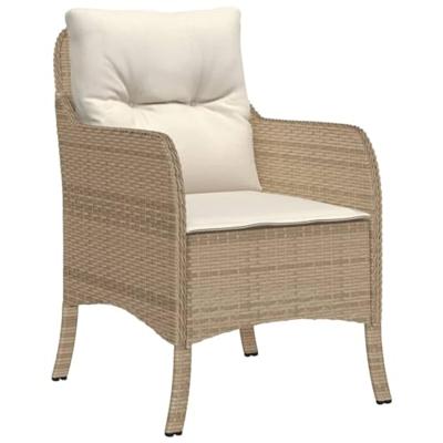 Tuinstoelen 2 st met kussens poly rattan beige - thumbnail