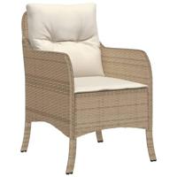 Tuinstoelen 2 st met kussens poly rattan beige - thumbnail