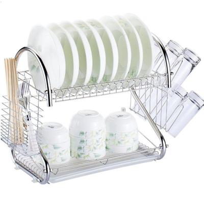 2 gelaagde keuken schotel drogen rack Drainer droger lade cultus houder (zilver)