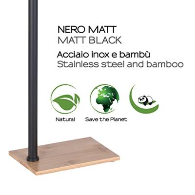 Vrijstaand Handdoekhouder Sapho Trilly Mat Zwart met Bamboe Vrijstaand Handdoekhouder Sapho Trilly Mat Zwart met Bamboe