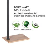 Vrijstaand Handdoekhouder Sapho Trilly Mat Zwart met Bamboe - thumbnail