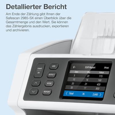 Safescan biljettelmachine 2985-SX, met 7-voudige valsgelddetectie - thumbnail