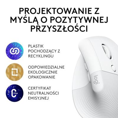 Logitech Lift for Business Wit Ergonomische Draadloze Muis