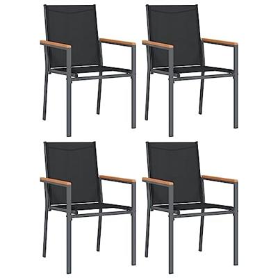 Tuinstoelen 4 st 55x61,5x90 cm textileen en staal zwart