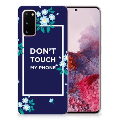 Samsung Galaxy S20 Silicone-hoesje Flowers Blue DTMP Samsung Galaxy S20 Silicone-hoesje Flowers Blue DTMP