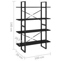 Boekenkast met 4 schappen 100x30x140 cm grenenhout zwart - thumbnail
