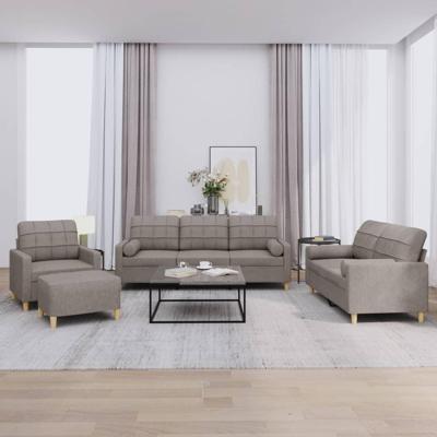 4-delige Loungeset met kussens stof taupe