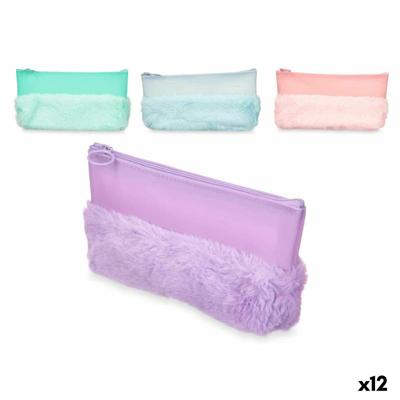 Schoolpennenzak Pincello Blauw Groen Paars Roze 21 x 9 x 3 cm Pompon (12 Stuks)