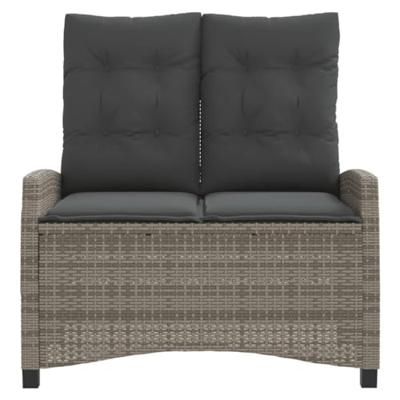 Tuinbankje verstelbaar met kussens poly rattan grijs Tuinbankje verstelbaar met kussens poly rattan grijs