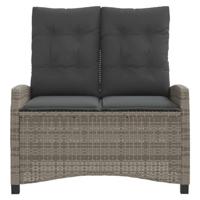 Tuinbankje verstelbaar met kussens poly rattan grijs - thumbnail