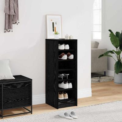 VidaXL Schoenenkast met plank zwart eiken 32 x 35 x 90 cm bewerkt hout VidaXL Schoenenkast met plank zwart eiken 32 x 35 x 90 cm bewerkt hout