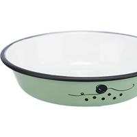 Trixie voer/waterbak plat emaille / rvs groen - thumbnail