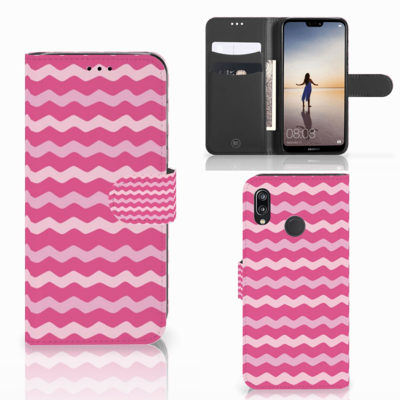 Huawei P20 Lite Telefoon Hoesje Waves Pink Huawei P20 Lite Telefoon Hoesje Waves Pink