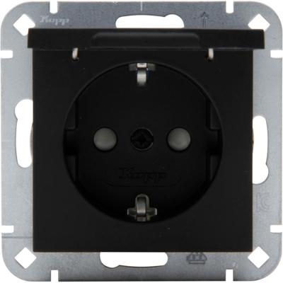 Enzo Kopp hk07 pure mat zwart inbouw stopcontact ra met deksel + kinderbeveiliging - 4624650 Enzo Kopp hk07 pure mat zwart inbouw stopcontact ra met deksel + kinderbeveiliging - 4624650