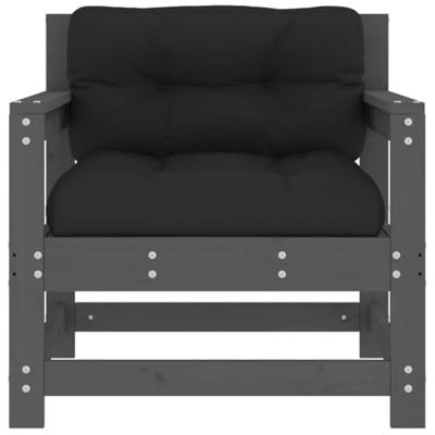 Tuinstoelen 2 st met kussens massief grenenhout grijs