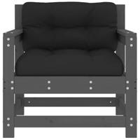 Tuinstoelen 2 st met kussens massief grenenhout grijs - thumbnail