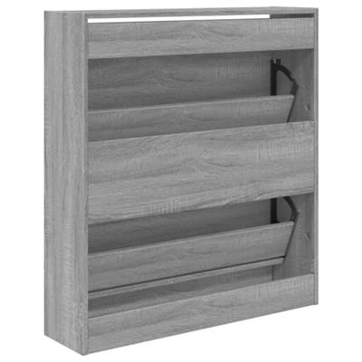 Schoenenkast 80x21x87,5 cm bewerkt hout grijs sonoma eikenkleur
