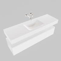 Badkamermeubel BWS Ibiza 150 cm Soft-Close Lade Solid Surface Wastafel Mat Wit (acht varianten) - thumbnail