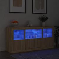 Dressoir met LED-verlichting 142,5x37x67 cm sonoma eikenkleurig - thumbnail
