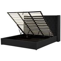 Beliani-LUBBON -Bed met opbergruimte-Zwart-180 x 200 cm-Fluweel - thumbnail