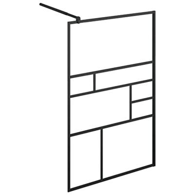 Inloopdouchewand 100x195 cm ESG-glas transparant en zwart - thumbnail