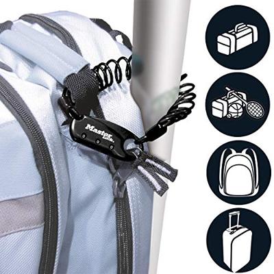 Masterlock Combinatie Carabineslot kabel zwart - 1551EURDBLK 1551EURDBLK