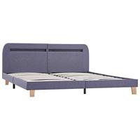 vidaXL Bedframe met LED stof lichtgrijs 160x200 cm - thumbnail