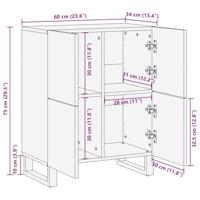 Dressoir 60x34x75 cm massief mangohout - thumbnail
