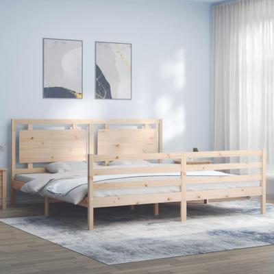 Bedframe met hoofdbord massief hout