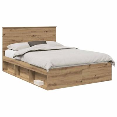 Bedframe Ambachtelijk eiken 140 x 190 cm Massief grenenhout