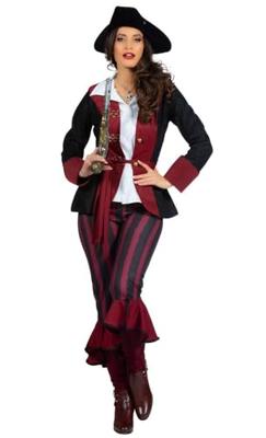 Piraat outfit dame burgundy