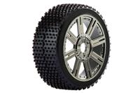 Fastrax Cuboid banden op black/chrome 8-Spaaks velgen voor 1/8 buggy - thumbnail