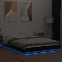 Bedframe met LED-verlichting bewerkt hout zwart 120x200 cm - thumbnail