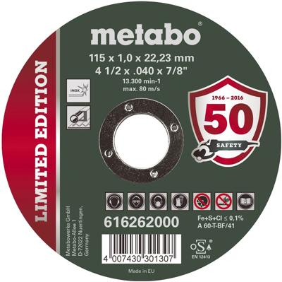 Metabo 616262000 Doorslijpschijf recht 115 mm 100 stuk(s) RVS