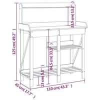 Oppotbank met schappen massief vurenhout grijs - thumbnail
