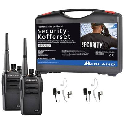 Midland G15 Pro NC PMR 2er Security-Koffer inkl. MA 31-M C1127.S2 PMR-portofoon Set van 2 stuks