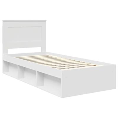Bedframe met hoofdeinde Wit 75 x 190 cm Massief grenenhout