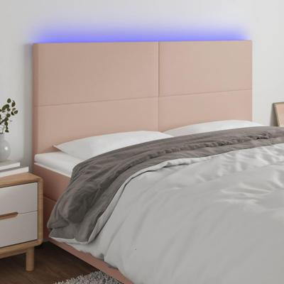 Hoofdbord LED 180x5x118/128 cm kunstleer cappuccinokleurig