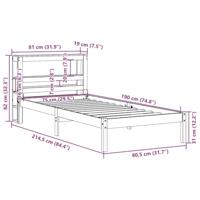 Bedframe met hoofdbord massief grenenhout wasbruin 75x190 cm - thumbnail