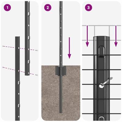 VidaXL Hek met paal grijs 1,4 x 25 m staal en pvc