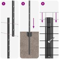 VidaXL Hek met paal grijs 1,2 x 25 m staal en pvc - thumbnail