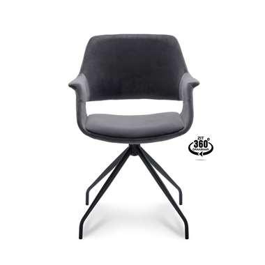 Eetkamerstoel Riccione - velvet - donkergrijs - Leen Bakker